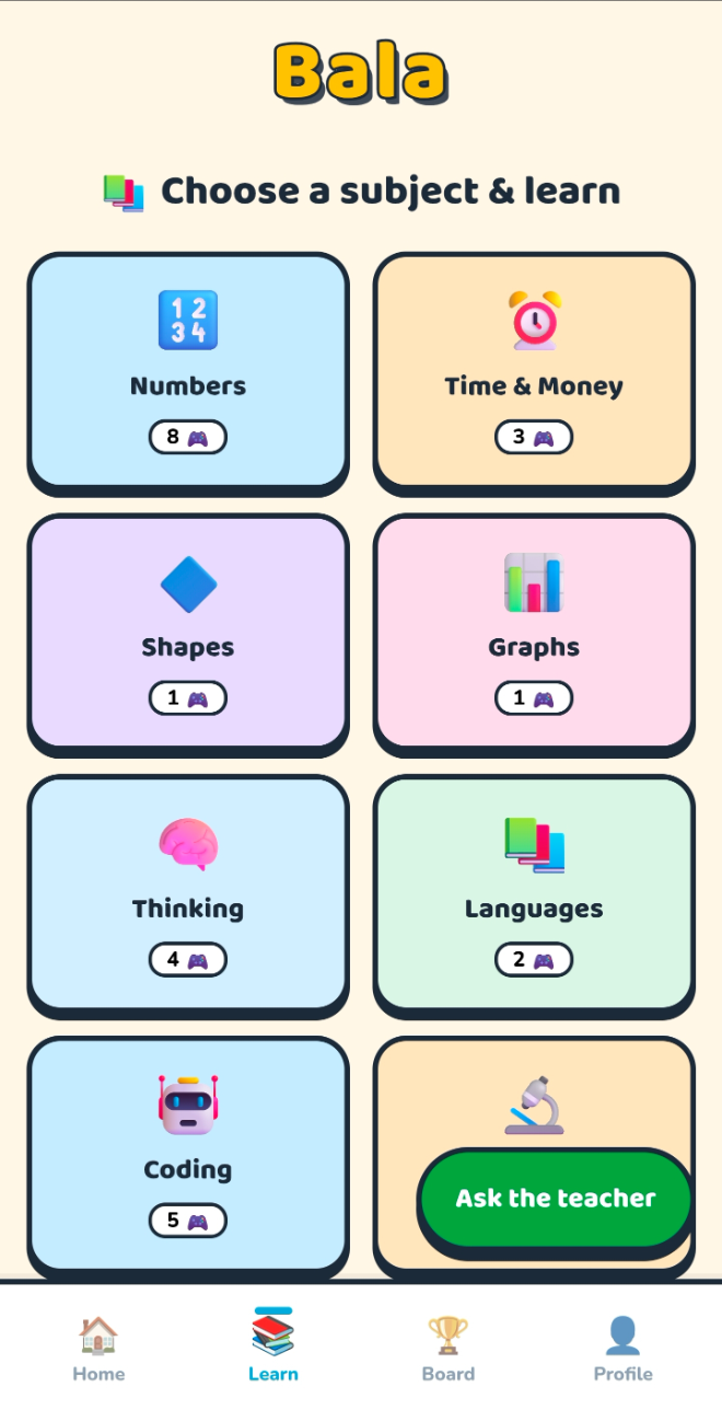 Bala subject picker